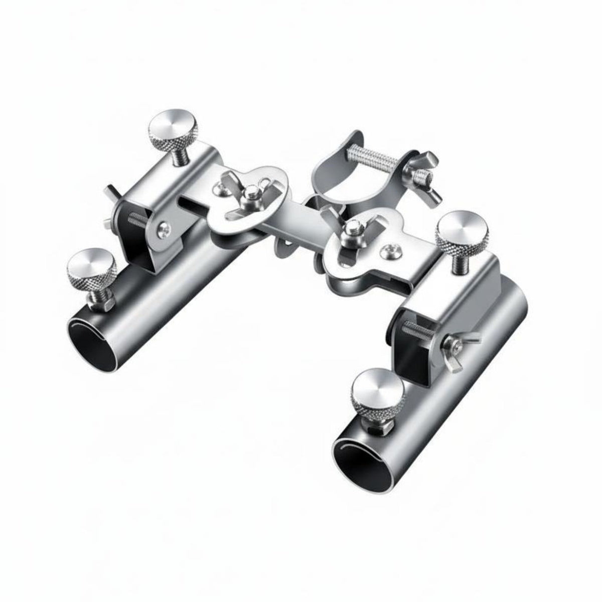 Fishing Box Rod Stand Long-Lasting Double Fishing Rod Holder Stainless Steel Two Pole Bracket Sturdy Fine-Tuning Adjustment