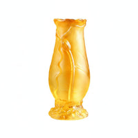 Thick Walled Liuli Glass Offering Vase Stable Base Buddhist Lotus Flower Vase House Decoration for Buddhists