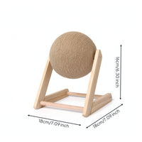 Sisal Cat Scratching Toy with Wooden Frame Natural Cat Scratching Ball Stable Interactive for Living Room