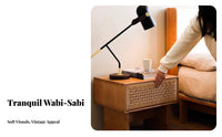 Wabi-Sabi Design Woven-Front Cabinet Retro Aesthetic Wicker Basket Drawer Unit Boho Aesthetic Bedside Table Easy to Care for Guesthouse Operators, Homeowners, Bedroom, Living Room, Hallway, Nursery