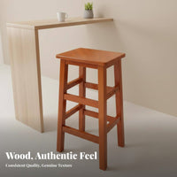 Solid Wood Construction Four-Legged Wooden Stool Vintage Design Unadorned Wooden Seat Multi-Purpose Backless High Chair Mortise and Tenon Joinery for Homeowners, Business Owners, Cafe, Restaurant, Home, Kitchen