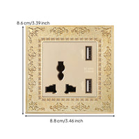 Antique Gold Decorative Outlet Panel Ornate Retro Socket Plate Vintage Embossed Wall Plate Metal for Interior Designers, Homeowners, Living Room, Bedroom, Hotel