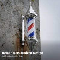 Illuminated Hair Pole Waterproof Rotating Hair Shop Lamp Wall Mounted Striped Pole High Brightness Business Signage