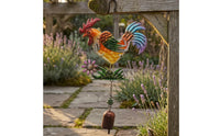 Iron and Glass Colorful Rooster-Shaped Wind Chime Hand-Painted Metal Rooster-Shaped Chime Multicolor Bell Ornament Flower Accent