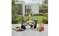 Heavy Duty Camping Wagon with All-Terrain Wheels Sturdy Folding Wagon Telescopic Collapsible Cart with Side Pocket Adjustable for Shopping