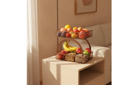 Two-Tier Fruit Rack Space-Saving Countertop Organizer Rack for Kitchen, Dining Room