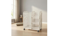 Slanted Shelves Rolling Mesh Rack Caster Wheels Toy Storage Rack Movable Rolling Shelf Metal