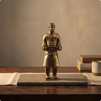 Lustrous Finish Terracotta Warrior Figurine Souvenir-Style Brass Warrior Figurine Compact Terracotta Soldier Ornament Detailed