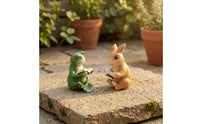 2 Pieces Two-Piece Frog and Rabbit Reading Figurines Ajar Book Frog Figurine Sitting Rabbit Figurine Indoor Outdoor for Living Room Shelf, Table, Balcony