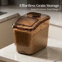 Rice Storage Container with Measuring Cup, Large Cereal, for food cupboard organization, Airtight Dry Bin