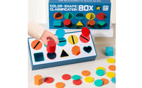 Color Matching Shape Sorter with Tray Wooden Shape Sorter Geometric Sorting Box Preschool for Classroom