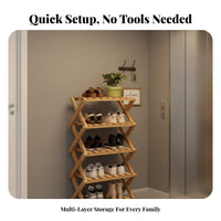 Installation-No-Assembly Foldable Shoe Rack Space-Saving Narrow Entryway Rack Multifunctional Narrow Multi-Tier Shoe Shelf Unit Strong Load-Bearing for Apartment Dwellers, Homeowners, Hallway, Corner, Bedroom, Balcony