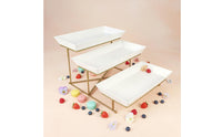 Gold Metal Frame 3-Tier Fruit Stand Space-Saving 3 Tier Serving Stand Easy to Assemble Tiered Dessert Display Rack