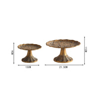 2 Pieces Metal Tray Stand Tranquil Decorative Dessert Stand Handcrafted Appearance Look Ornamental Fruit Tray for Tea Room, Entryway