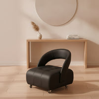 Rolling Vanity Chair Tufted Seat Compact for Entryway