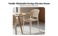 Thickened Material Rattan Back Dining Chair Long-Lasting Plastic Cane Back Chair Versatile Design Indoor Furniture Easy Assembly for Restaurant Owners, Interior Designers, Reception Area, Living Room, Office, Balcony