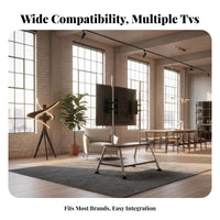 Floor TV Stand with Wheels Universal Adjustable Base TV Stand on Wheels Lockable Casters for Living Room, Bedroom, Office