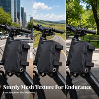 Hook-and-Loop Cycle Battery Bag Adjustable Straps Bike Frame Battery Bag Textured Woven Vehicle Accessory Zippered