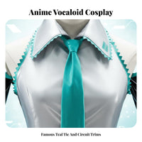 Virtual Singer Uniform Vivid Teal highlights Multi-Piece Anime Suit Characterprecise Design Cosplay Costume for Women, Teens, Theme Parties, Carnival