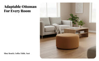 Round Upholstered Pouf space-efficient Design Small Stool Space-Saving for Bedroom, Kids