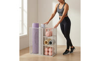 Tall Partition Fitness Mat Storage Holder Grid Grid Fitness Mat Rack Mesh Side Panels Home Gym Storage Rack Metal