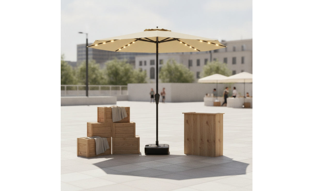 Patio Umbrella with Base Lighted Umbrella with Base Heavy Duty for Homeowners, Cafe Owners, Backyard, Poolside, Eatery