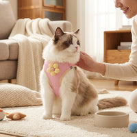 Cat Harness and Cat Leash Set, Reflective Polyester Vest Style Cat Walking Harness, Adjustable Outdoor Walking Leash for Kittens and Cats
