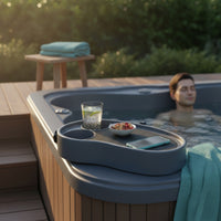 Hydrotherapy Bath Tray with Beverage Holders Oval Clamp Spa Side Table Non Slip