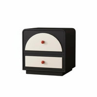 Minimalist Design Rounded 2-Drawer Chest No Assembly Required Nightstand Large Capacity Storage Bedside Cabinet Multi-Functional for Parents, Apartment Dwellers, Homeowners, Children's Room, Creamice