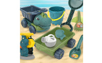 Beach Sand Toy Cart with Tools Children's Sand Cart Beach Wagon Toy Set Rectangular Tray Long Handle for Sandbox