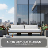 paded Wooden Sofa Set Imperfectly Perfect Design Outdoor Furniture Waterresistant Patio Seating for Hotel Owners, homeowners, Courtyard, Backyard, waterside