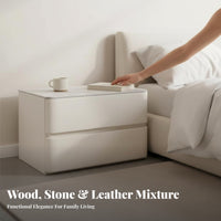 Cream design Two-Drawer Nightstand Modern Design 2-Drawer Nightstand Sturdy long-lasting Bedside Table Rounded Corners for Homeowners, Renters, Students, Living Room, College Dorm, Entryway, Office