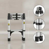 Foldable Self-Supporting Ladder Telescoping Ladder Aluminum Telescopic Ladder Portable Space-Saving for Homeowners, DIYers, Garage