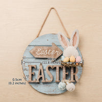 Easter Decoration, Easter Bunny Door Hanger Rustic Charm Easter Door Hanger Farmhouse Design Round Bunny Wall Decor for Homeowners, Family, Home Entrance, Entryway
