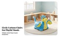 Embroidered Details Stuffed Chair Children's Cushy Seat Cushy Animal Chair Backrest Cute Crystal-Soft