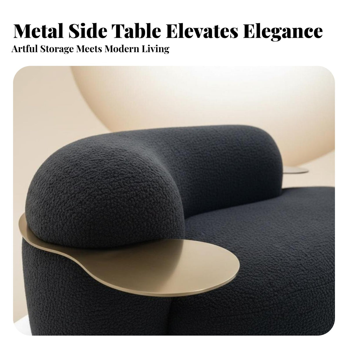 Bean-Shaped Sofa Light Luxury Aesthetic Couch Minimalist Design Living Room Furniture for Apartment Dwellers, Homeowners, Lounge Area, Modern Office