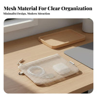 Multi-Functional Mesh Zipper Pouch Lightweight Mini Portable Storage Bag Washable for Women, Students, Daily Use, Handbag Organization, Home