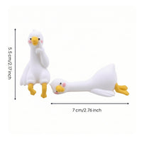 2 Pieces Duck Figurines Adorable Display Toppers Mini Ornaments for Office Workers, Teens