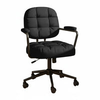Adjustable Height Upholstered Rolling Chair Ergonomic Design Padded Swivel Armchair Modern Aesthetic Office Furniture High-Density Foam for Students, People Working from Home, Gamers, Dorm Room, Bedroom, Vanity Area