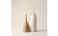 2 Pieces Brushed Vase with Slender Neck Matte Ceramic Vase Tall Flower Holder Minimalist for Home Decorators, Minimalists, Shelf, Living Room, Entryway, Bedroom