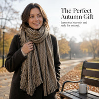 2025 New Japanese Style Waffle Knit Scarf for Women, Luxury Black and Gray Shawl