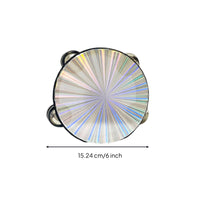 Holographic Tambourine Reflective Tambourine with Jingling Discs Laser Hand Drum Handheld for Dancers, Students, Kids, Stage, Dance, Classroom