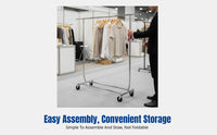 Garment Rack with Wheels, Foldable Metal Display Stand, Adjustable Bar, Display