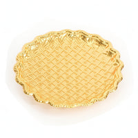 Gold Electroplated Iron Fruit Tray Embossed Tray with Scalloped Edge Decorative Lightweight for Sideboard