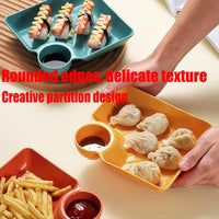 4pcs Food Sauce Separator Plate for Dumplings, Sushi, Fries, Snacks, Dipping Sauces WT03