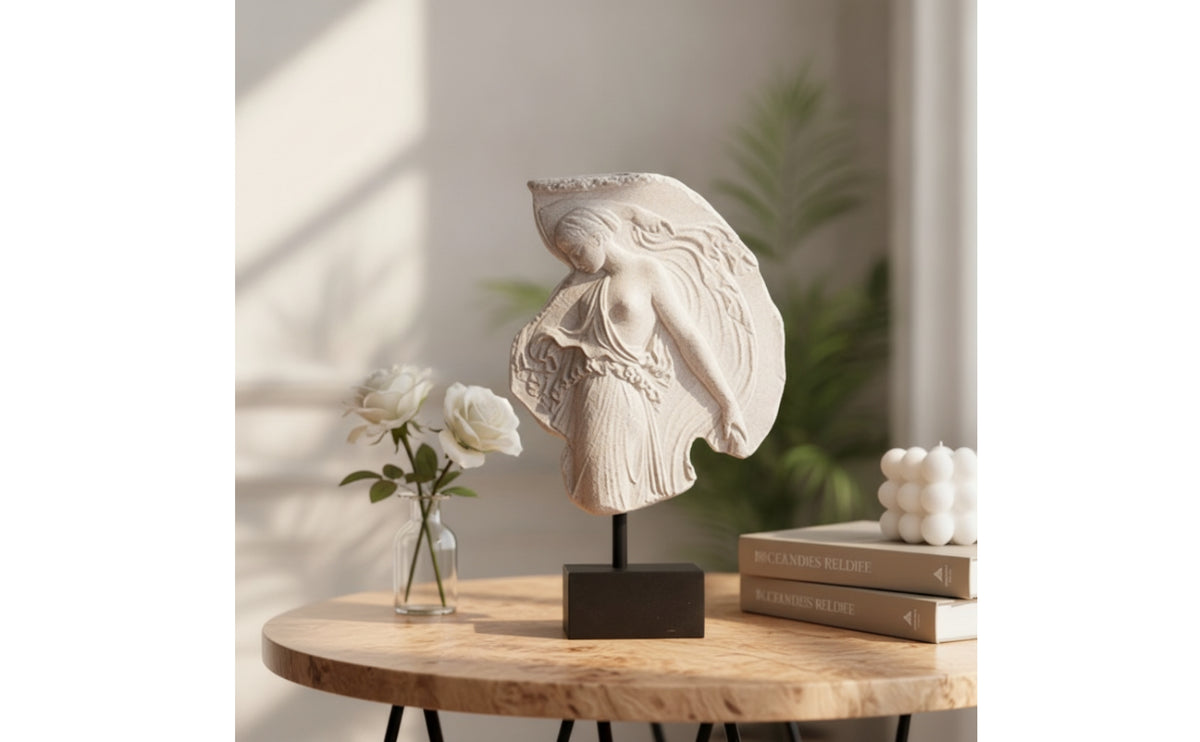 Female Relief Sculpture Elongated Sculpture with Metal Rod Decorative Woman Statue for Mantel