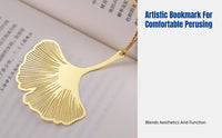 Brass Foliage Metal Bookmark, Ginkgo Sunburst Tree, Etched Vein, Hollow Design, Elegant Literary Accessory