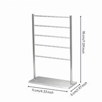 Horizontal Rods Metal Jewelry Stand Silver Finish Earring Holder Freestanding Tabletop Jewelry Rack Slim Design
