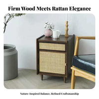 Japanese-Inspired Design Woven Door End Table Minimalist visual & design highlight Cabinet with Legs Space-Saving Nightstand adaptable for Apartment Dwellers, property owners, Students, Small areas, Living Room, Home Office, Entryway