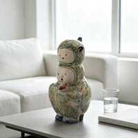 Ceramic Dinosaur Sculpture Abstract Dinosaur Figurine Textured Ceramic Monster Figurine for Shelf, Living Room, Entryway